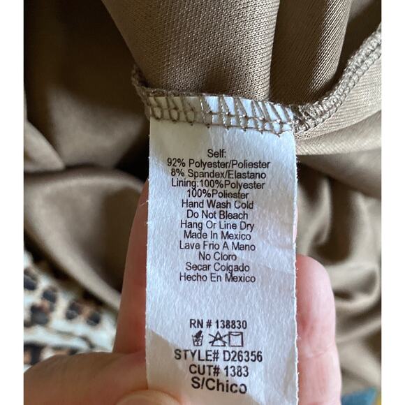 Mikey & Joey Leopard Print High Neck Sheer Sleeve Mini Dress Small - Picture 10 of 11